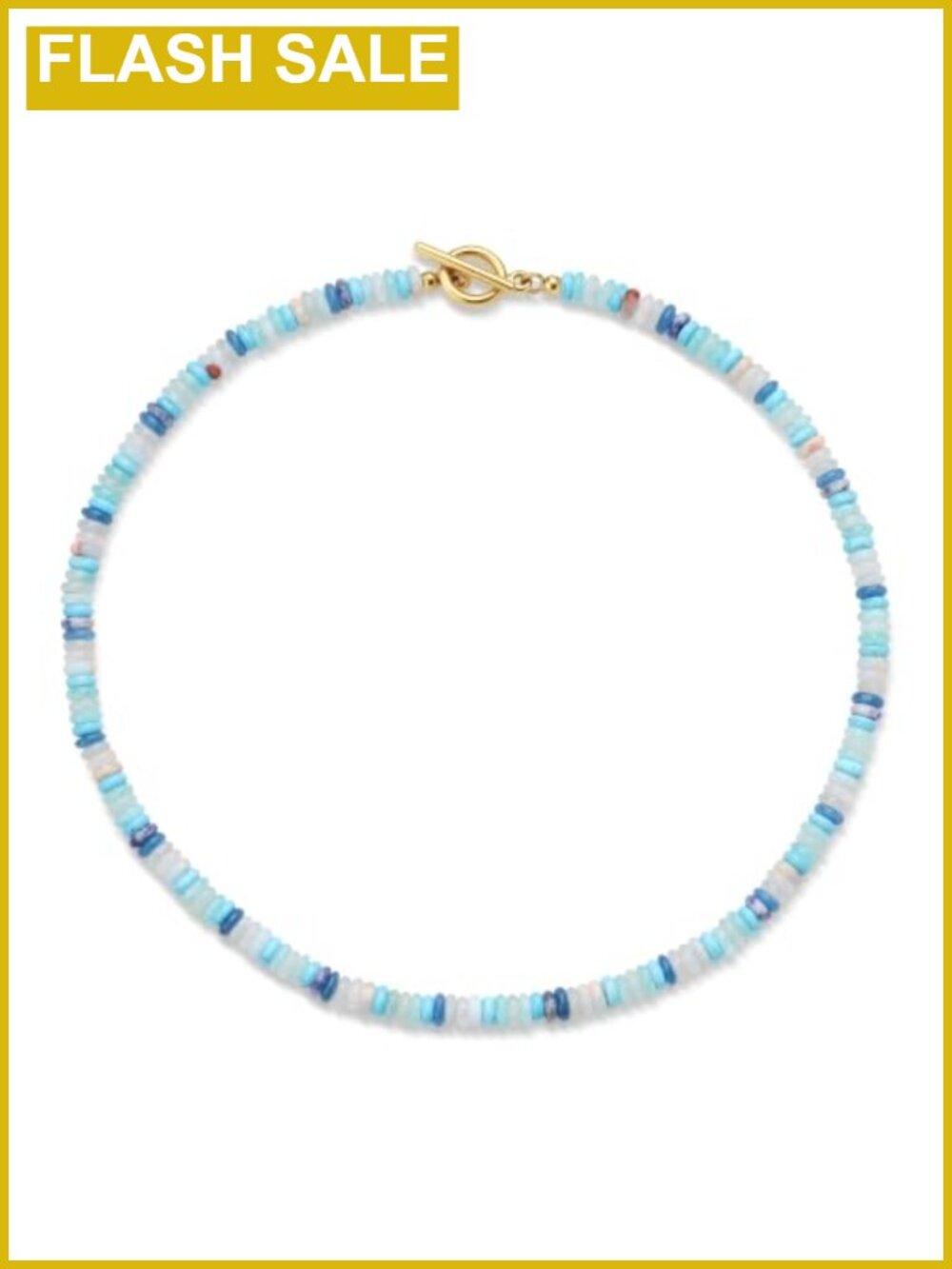 Gemstone Beaded Necklace Stainless Steel Toggle Clasp 18"